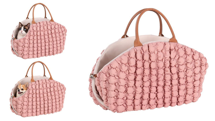 Hundetasche - Tragetasche Yzma Rosa – 42x26x25cm – Polyester – 2 Tragegriffe – Wendekissen – Einsatz