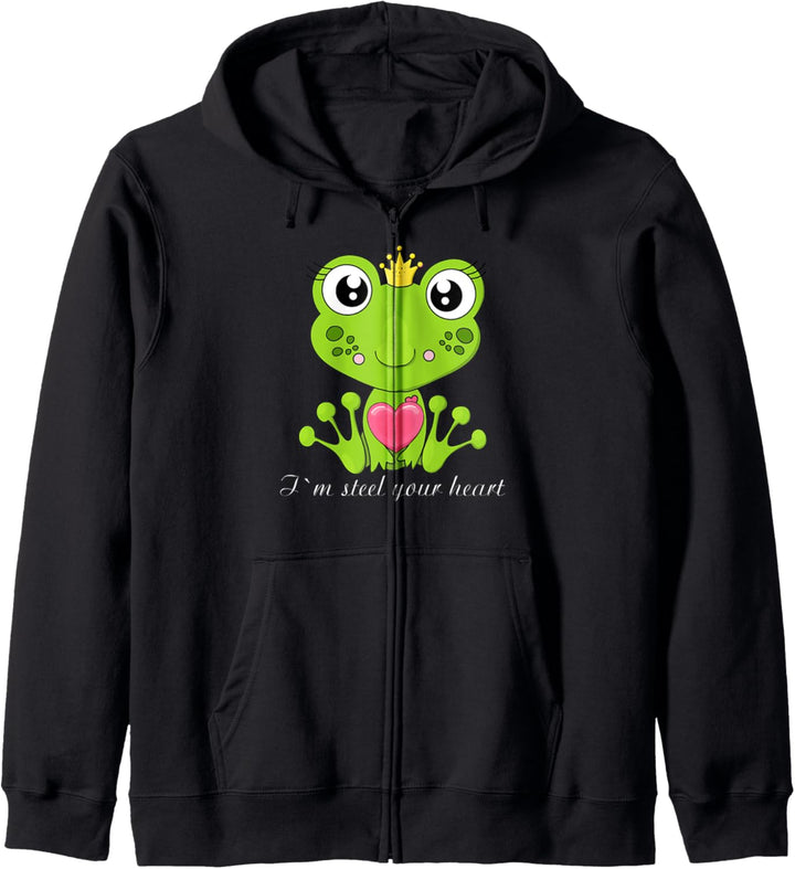Ich stähle dein Herz, süsse Froschkönigin mit Herz und Krone Kapuzenjacke