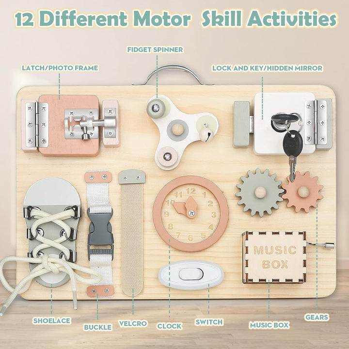 Joyreal Motorikbrett ab 1 2 3 Jahr - Montessori Busy Board Activity Board Motorikboard Montessori Sp