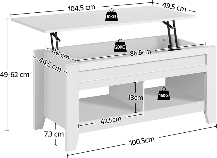 Yaheetech Couchtisch Höhenverstellbar Kaffeetisch Wohnzimmertisch mit Ablagefach Holz Sofatisch Beis