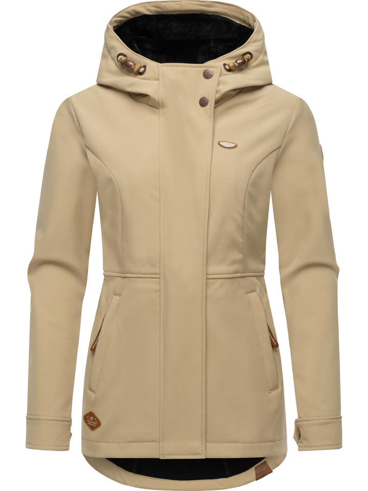Ragwear Damen Sotfshelljacke atmungsaktive Übergangsjacke mit Teddyfleece-Kapuze Yba XS-6XL XXL Taup