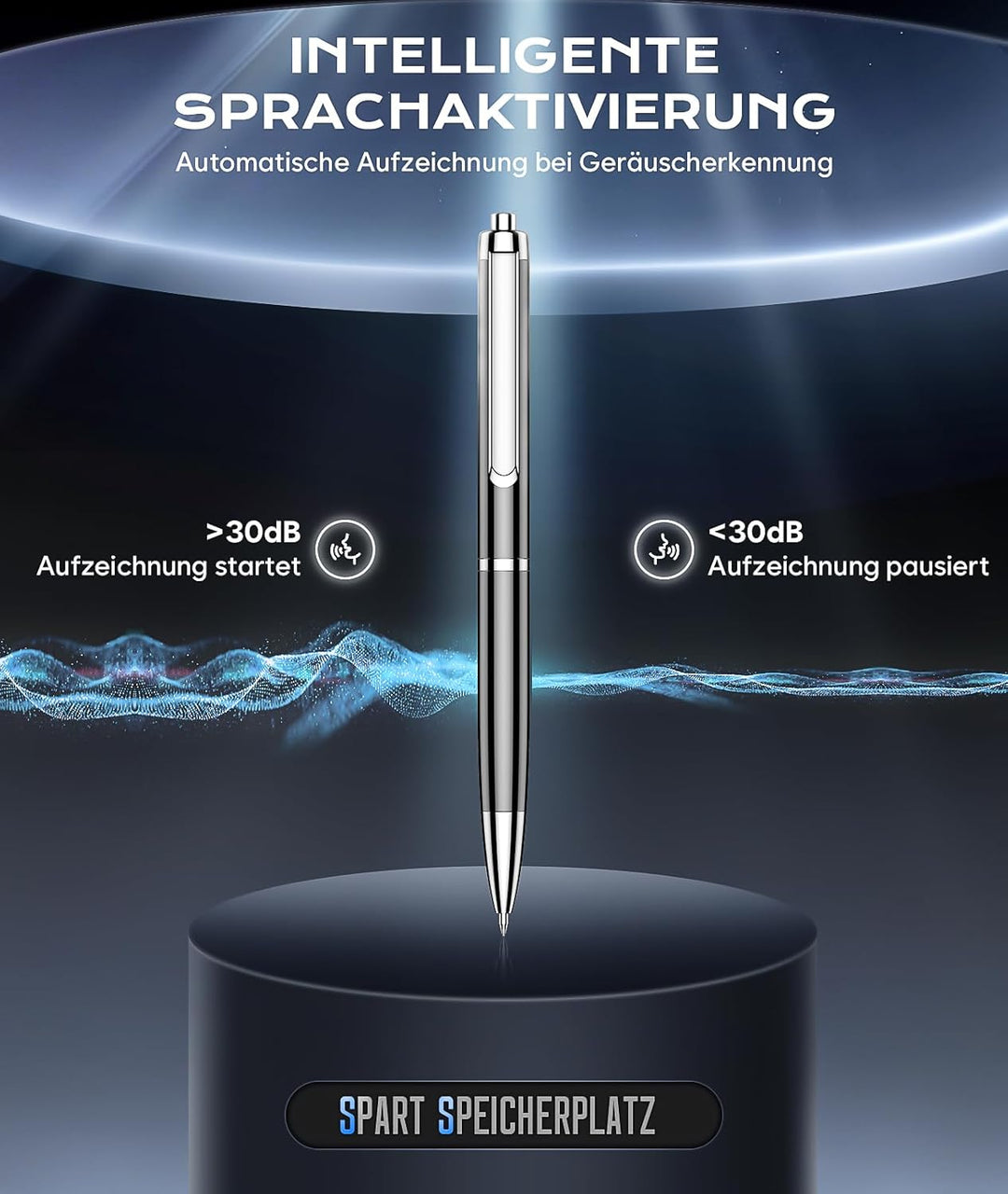 128GB Diktiergerät mit USB-C, 3200h Speicher Aufnahmegerät, Wiedergabe mit DSP-Rauschunterdrückung &amp;