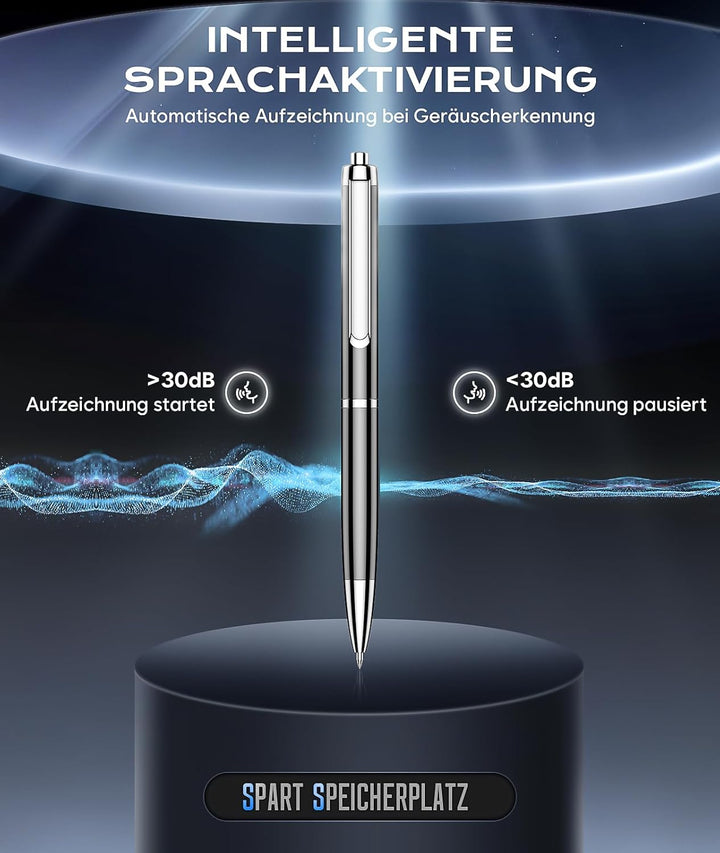 Diktiergerät mit USB-C, Speicher Diktiergerät Aufnahmegerät, Wiedergabe mit DSP-Rauschunterdrückung