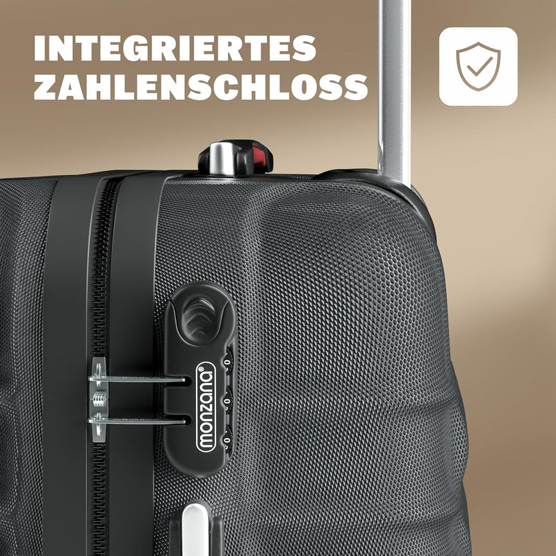 Monzana® Koffer Baseline Handgepäck ABS Hard Case Gehäuse gummierte Rollen Teleskopgriff Zahlenschlo