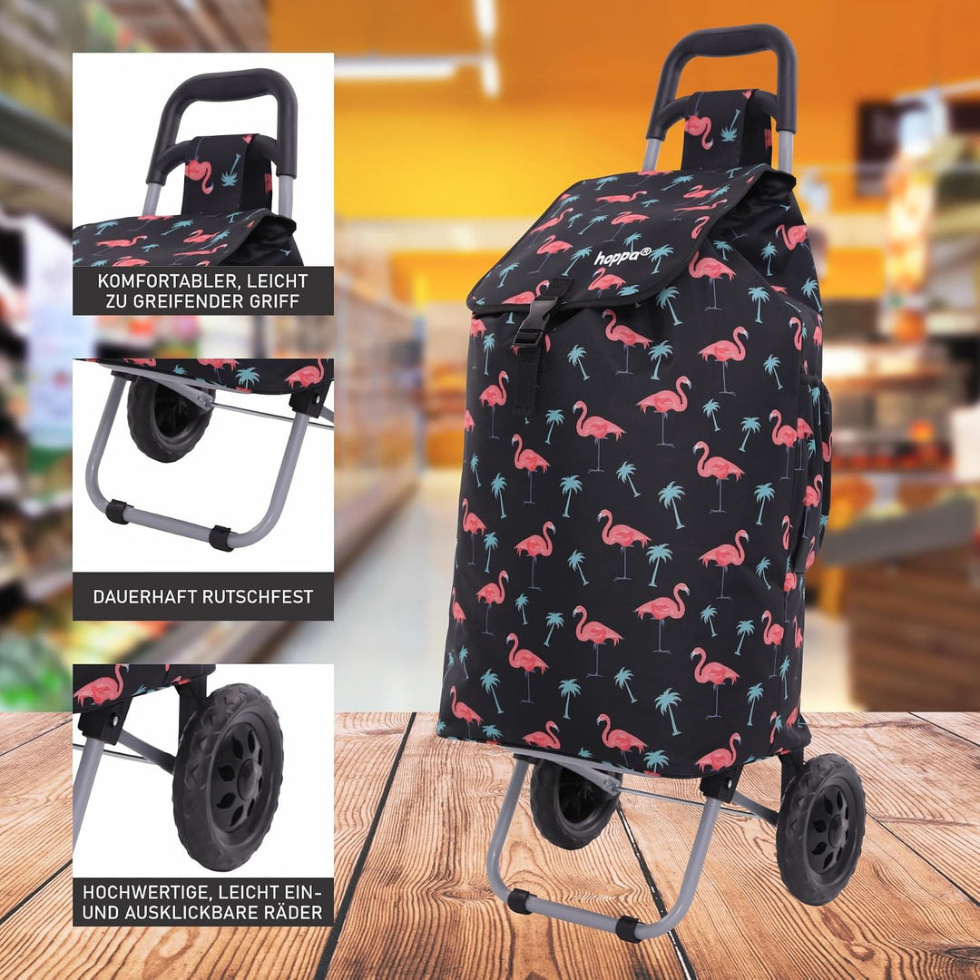Hoppa 47L Stabiler Einkaufstrolley klappbar Shoppingtrolley multifunktional Einkaufsroller abnehmbar