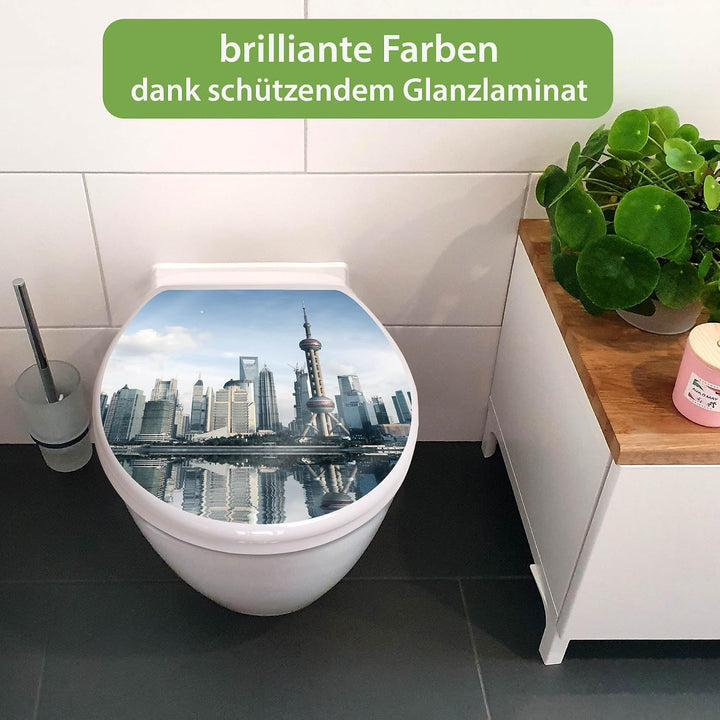 banjado Toilettendeckel mit Absenkautomatik 44,5x37cm - Soft Close Toilettensitz - WC Sitz mit Absen