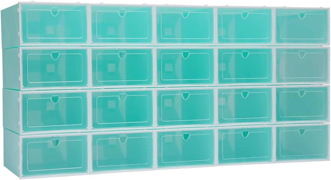 20 Stück Schuhboxen Stapelbar, Faltbar und Stapelbar Schuhboxen, Schuhboxen transparente Schuhorgani