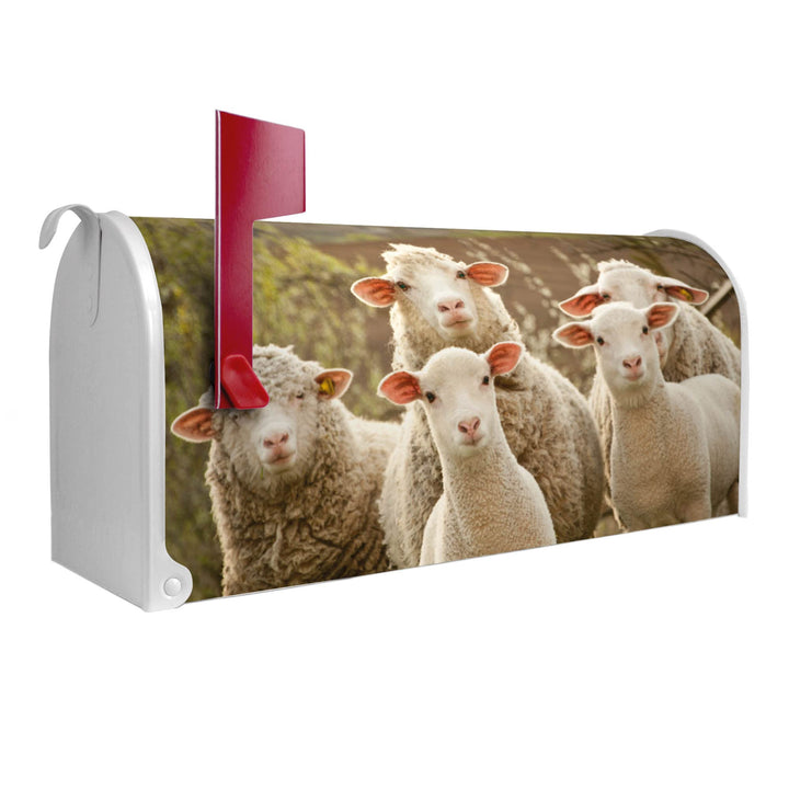 banjado® Amerikanischer Briefkasten - US Mailbox/Letterbox mit Motiv Schaffamilie 51x22x17cm - Postk