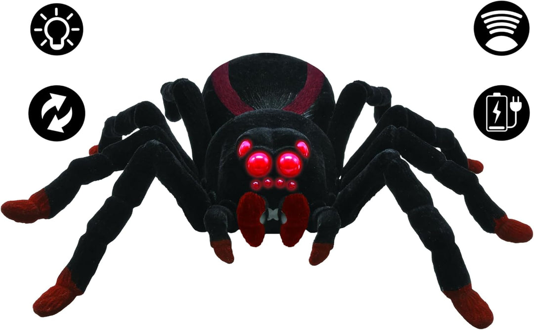 Lexibook, Ferngesteuerte realistische Tarantel/Spinne, 8 haarige Beine, 2 Mandibeln, Lichteffekte in