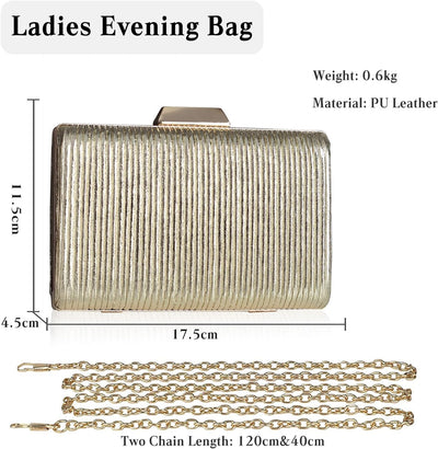 CORIOS Damen Abendtasch Plissierte Clutch Tasche Elegante Schultertasche Klein Tasche Formale Handta