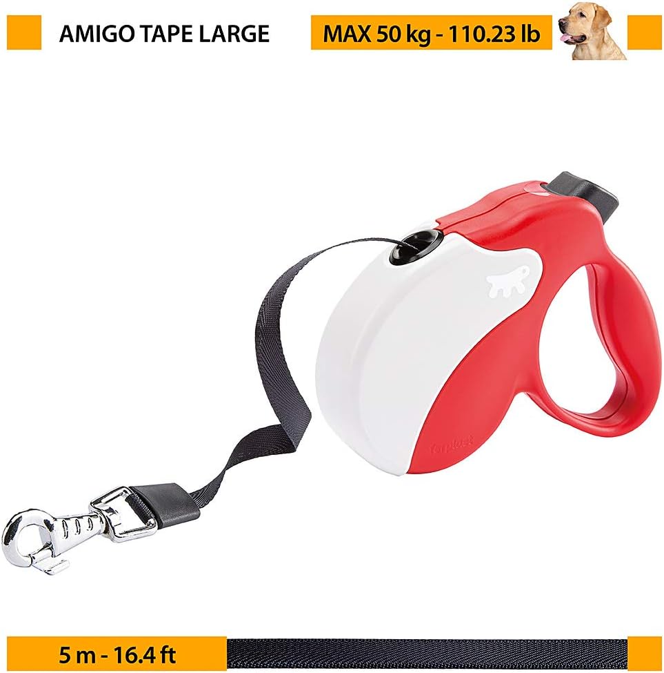 Ferplast Hundeleine Amigo Large, Rollleine grosse Hunde bis 50 kg. Max. 5 m Gurt. Einzelner Verriege