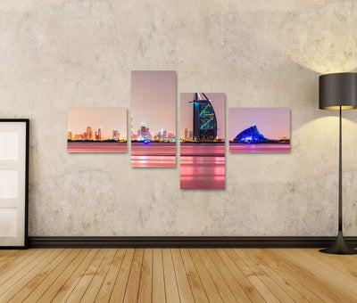 Bild Bilder auf Leinwand Dubai Skyline in der Abenddämmerung Wandbild, Poster, Leinwandbild MXR 150x