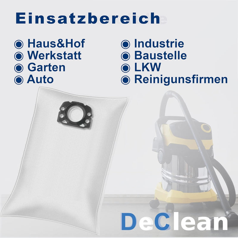 DeClean 20 Staubsaugerbeutel kompatibel mit Kärcher Vliesfilterbeutel KFI 487, 2.863-006.0 (005.0)/S