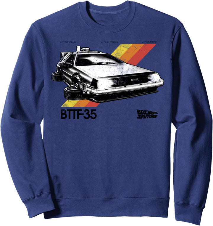 Back To The Future 35th Retro Stripe DeLorean Sweatshirt