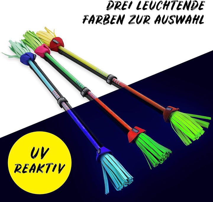 Diabolo Freizeitsport Flowerstick Pro Short (gelb-rot) - kurzer Flowerstick aus Fiberglas inkl. 2 Ha