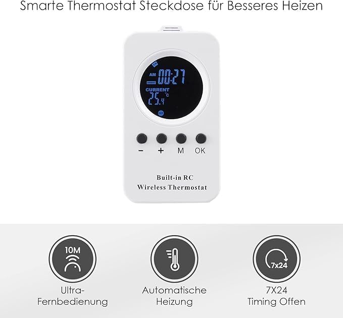 Infrarotheizung mit Thermostat 1200 Watt, Infrarotheizung Wandmontage bis 120 Grad Celsius für 12-25