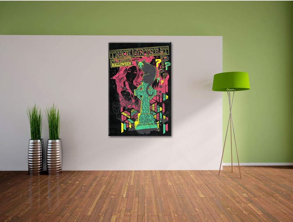 Dark Trick or Treat black Leinwandbild Bild auf Leinwand, XXL riesige Bilder fertig gerahmt mit Keil
