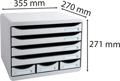 Exacompta 307740D Ablagebox Office Querformat mit 7 Schubladen für DIN A+ Dokumente. Belastbare Schu