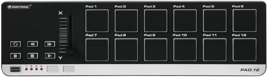 Omnitronic PAD-12 MIDI-Controller | USB-MIDI-Controller mit 12 Pads für Musiker, Produzenten und DJs