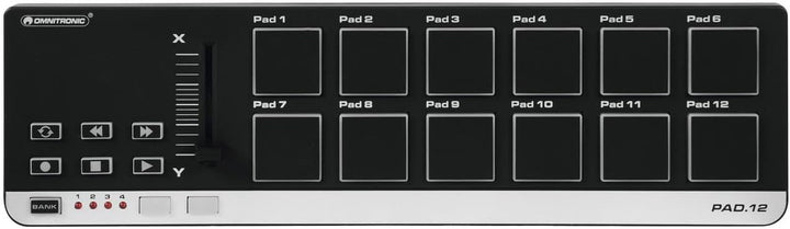 Omnitronic PAD-12 MIDI-Controller | USB-MIDI-Controller mit 12 Pads für Musiker, Produzenten und DJs