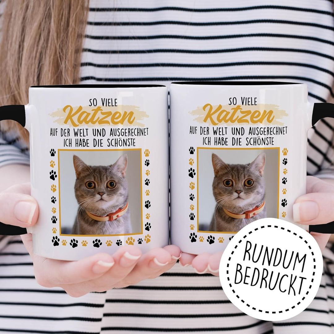 Tasse Katze personalisiert Geschenk So viele Katzen und ich habe die schönste, Kaffeetasse eigenes B