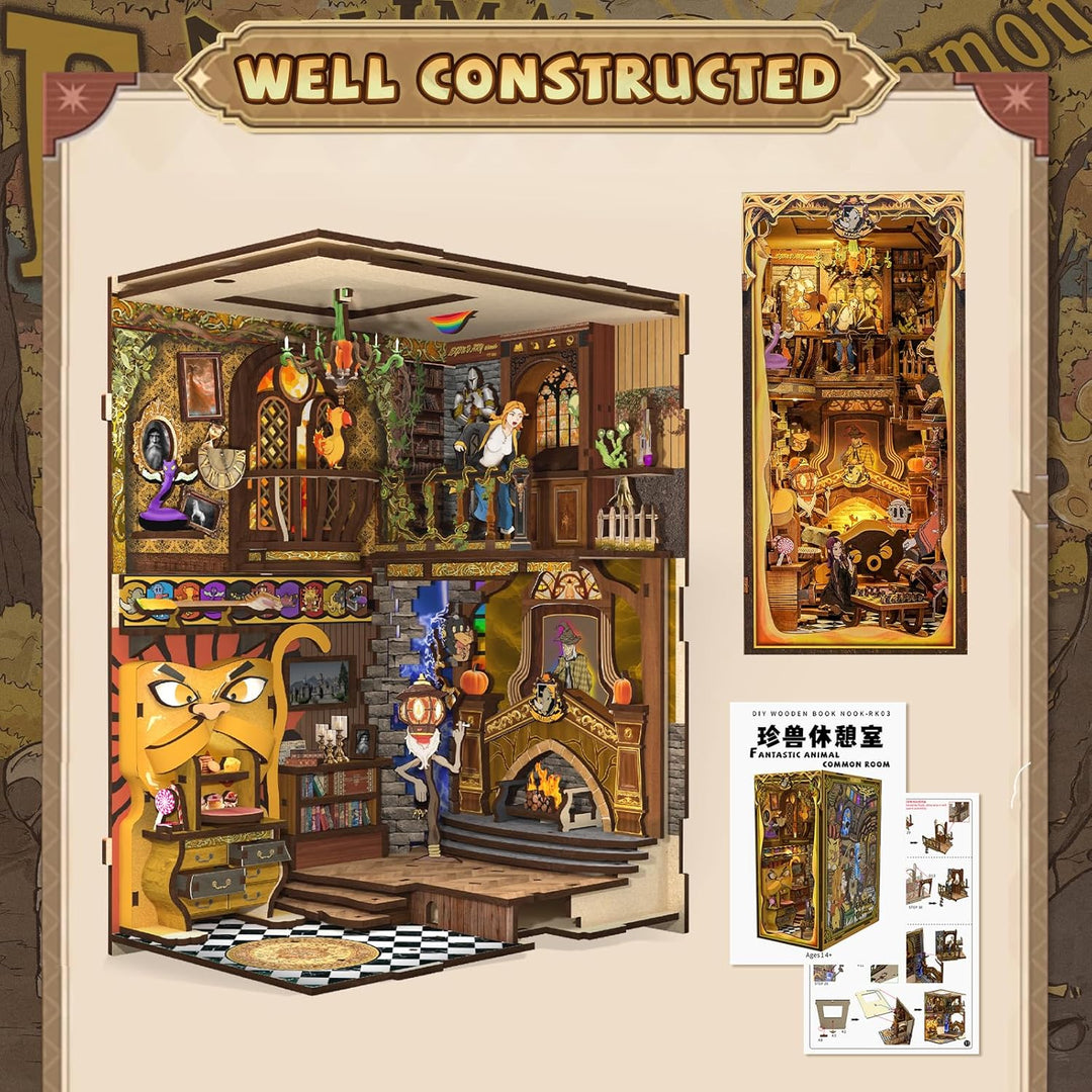 CUTEBEE Book Nook DIY Kit – DIY Puppenhäuser Miniatur Haus Kit mit Möbeln und LED-Licht, 3D Puzzle B