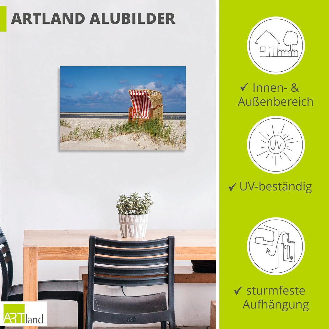 ARTland Wandbild Alu Verbundplatte für Innen & Outdoor Bild 60x40 cm Maritime Deko Sommer Meer Nords