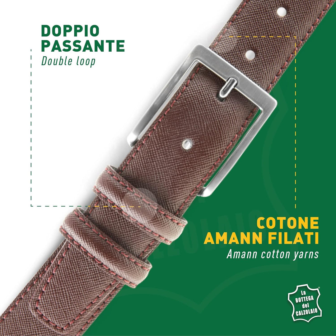 La Bottega del Calzolaio Ledergürtel 3,5 cm Saffiano schwarz für besondere Anlässe Made in Italy han