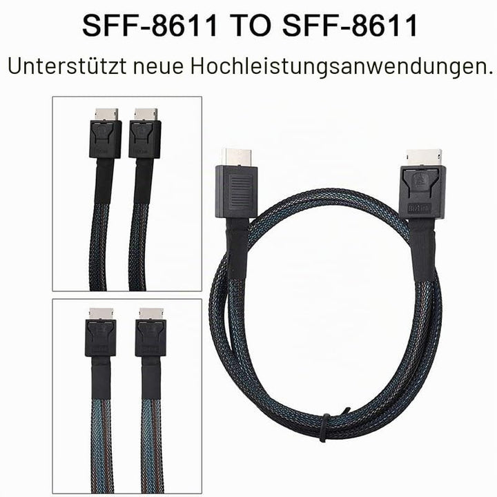 CY Cable OcuLink PCIe PCI-Express SFF-8611 4i auf OcuLink SFF-8611 SSD-Datenkabel, aktiv, 50 cm Blac