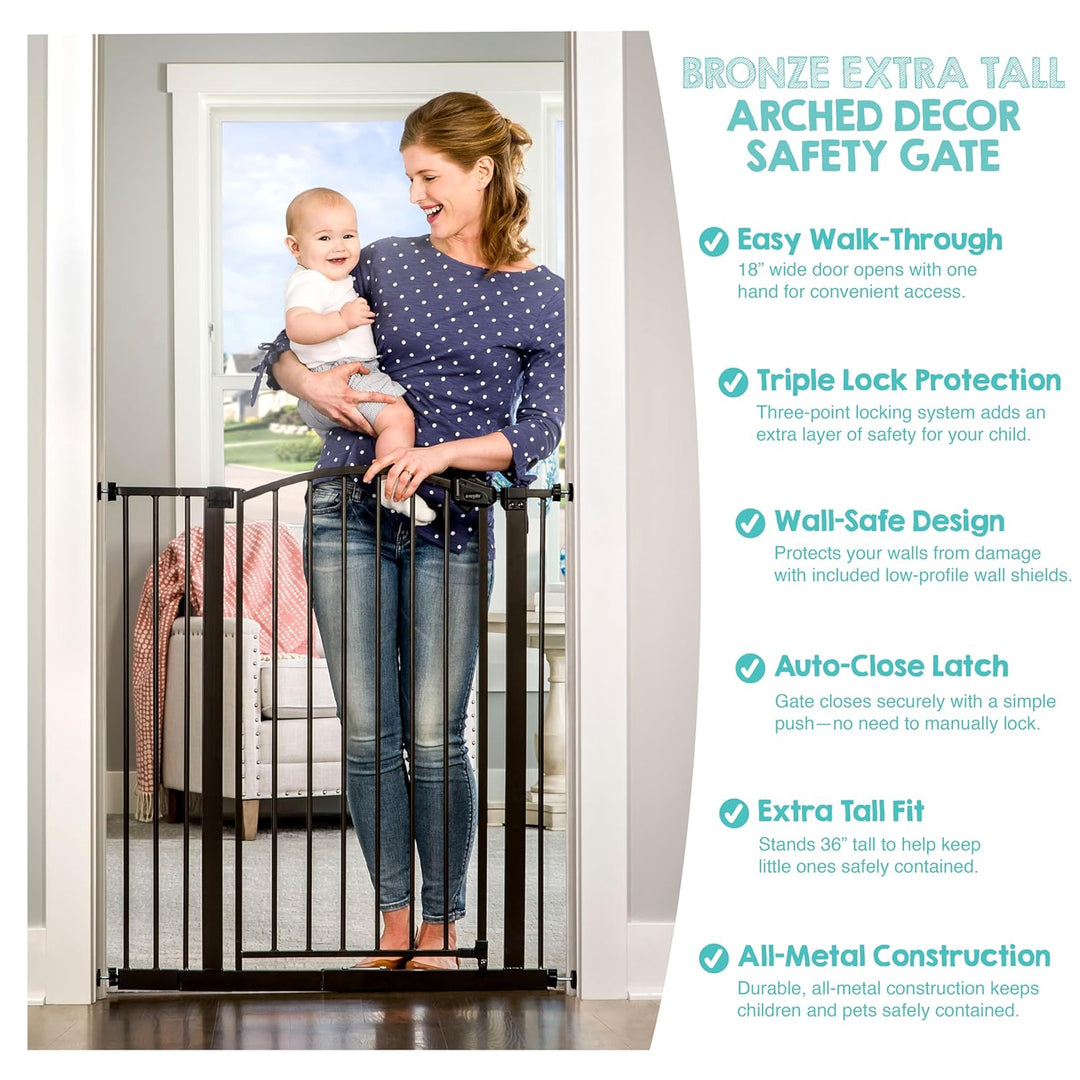 Regalo Arched Decore Easy Step Extra Tall Baby Gate, Extra Tall
