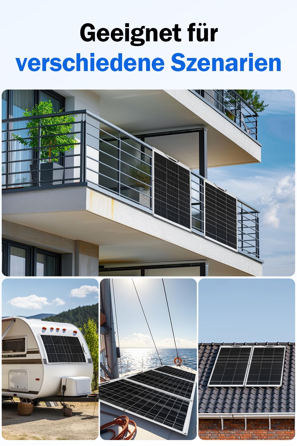 ECO-WORTHY 130W 12V Solarpanel Flexibel Monokristallines Solarpanel, Solarmodul mit Ladekabel für Wo