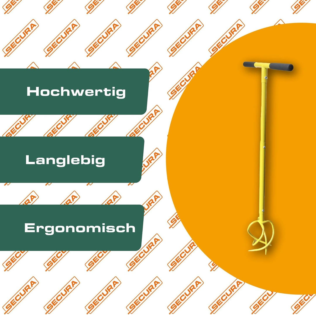 SECURA Gartenkralle und Vertikutierer Handvertikutierer 4 Zinken, höhenverstellbarer Kultivator Erdk