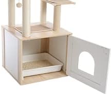 PAWZ Road Moderner Katzenbaum Holz Katzenturm mit Aufbewahrungsschrank Katzentoilette Gehege und ger