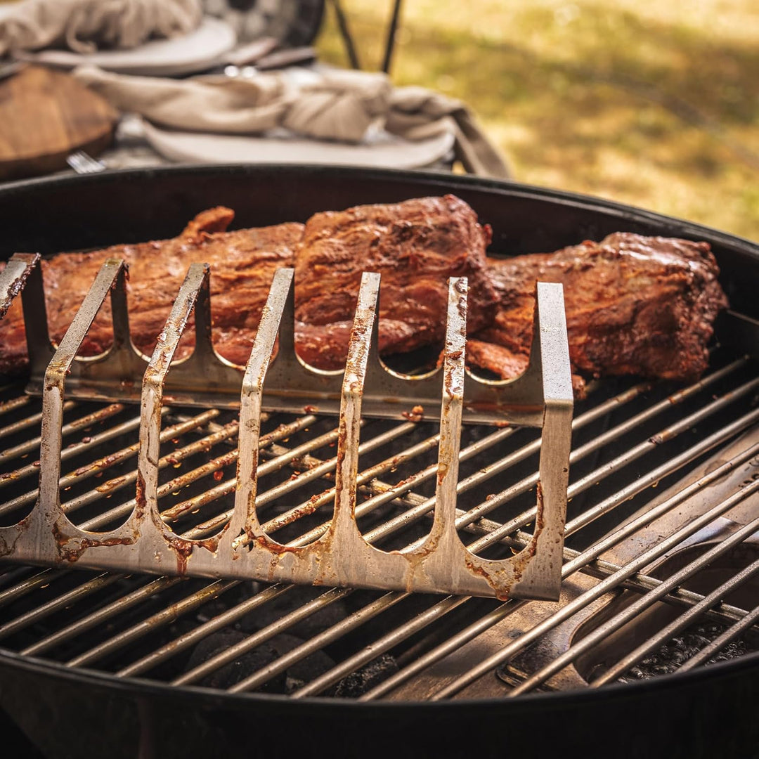 Edelstahl Rippchenhalter | RibRack - für 6 rundum knusprige Spareribs vom Grill & Backofen Rippchen-