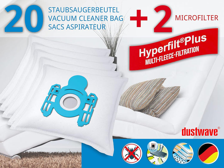 Dustwave® 20 Staubsaugerbeutel für AEG CE Power Trio Vampyr - hocheffizient, mehrlagiges Mikrovlies