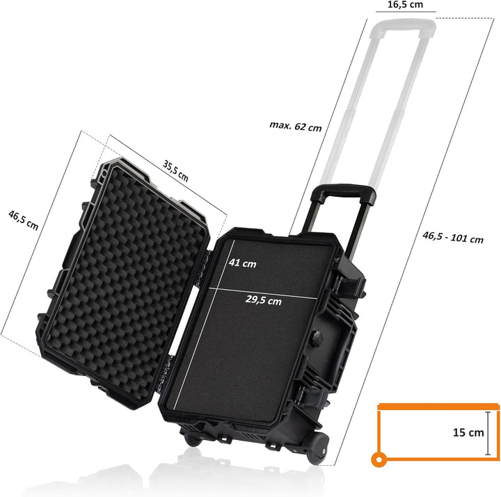 Zelsius Transportkoffer mit Schaumstoffpolsterung | 18 Liter | Kamerakoffer mit Rollen, Outdoorbox,