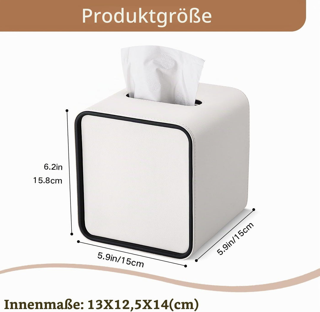 GORESE Taschentuchbox,Leder Quadratische Kosmetiktücherbox Papiertaschentuchhalter Taschentuchspende