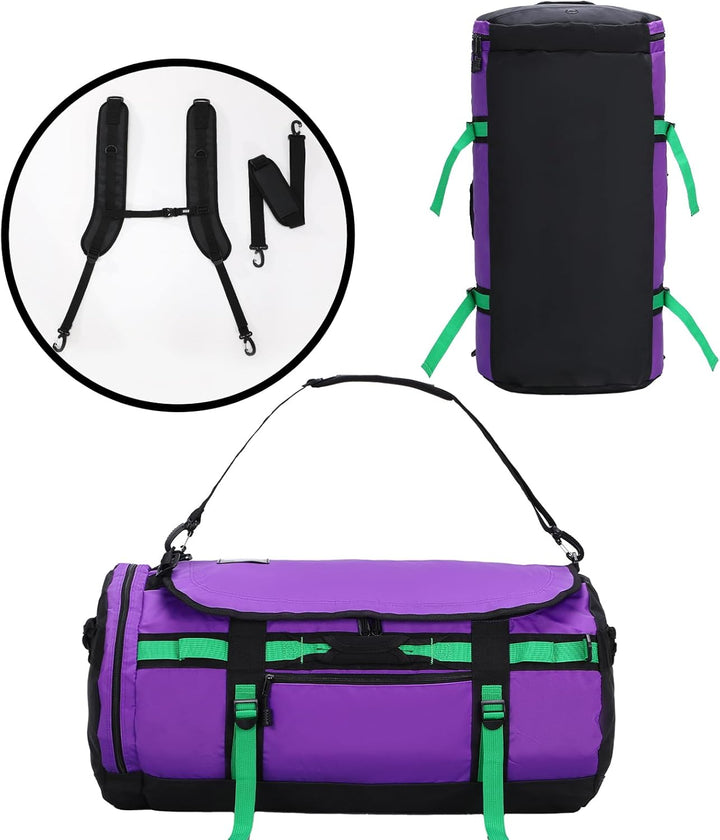MIER Grosse Sporttasche wasserdicht Sportrucksack mit Schuhfach umwandelbar in Rucksack, 45L/60L/90L
