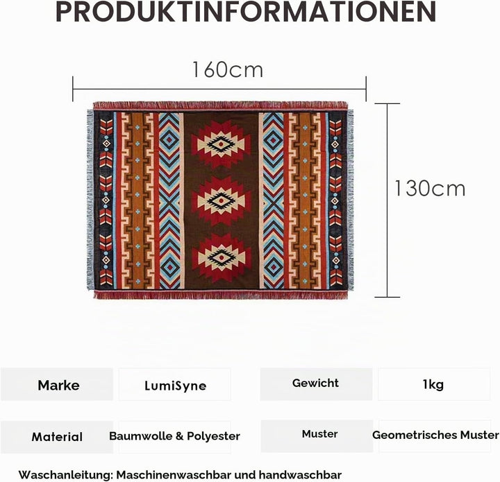LumiSyne Baumwolle Gewebt Decke Überwurf Mit Quast Bohemian Ethno Stil Azteken Navajo Überwurfdecke