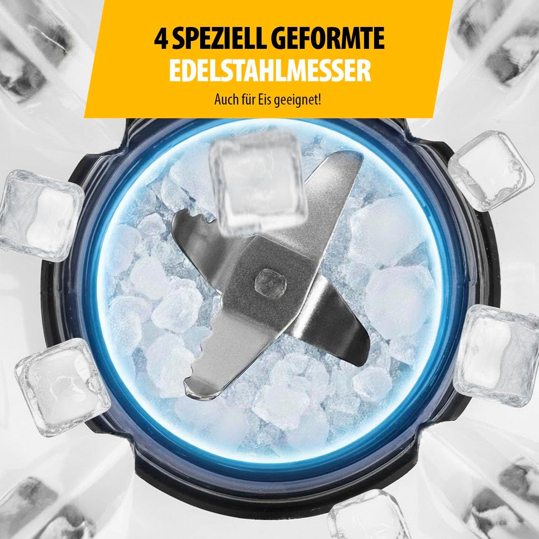 Tristar Standmixer, 1,5 L Glasbehälter, 1000 W Motor, Edelstahlgehäuse, 2 Geschwindigkeitsstufen, Le