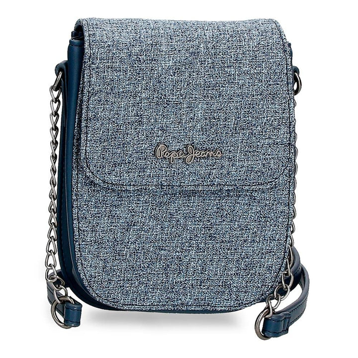Pepe Jeans Maddie Blue Handy-Umhängetasche 13,5 x 17,5 x 4 cm Polyester mit Kunstlederdetails Blau S