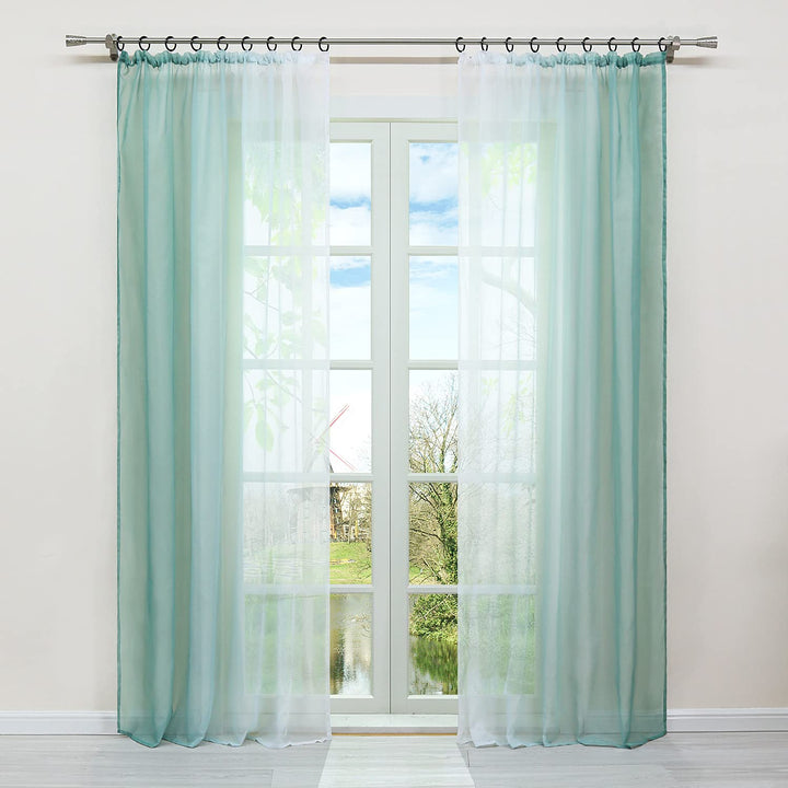 HongYa 2er-Pack Farbverlauf Gardinen Transparenter Voile Vorhänge Schals mit Kräuselband H/B 245/140