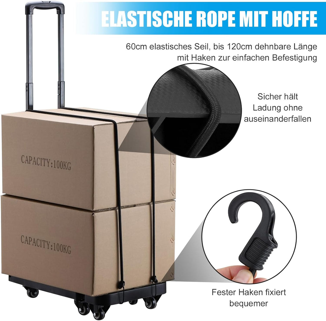 LADOKEE Faltbare Sackkarre Klappbar Transportkarre 200KG/91CM Bollerwagen Faltbar mit 6 Räder und 2