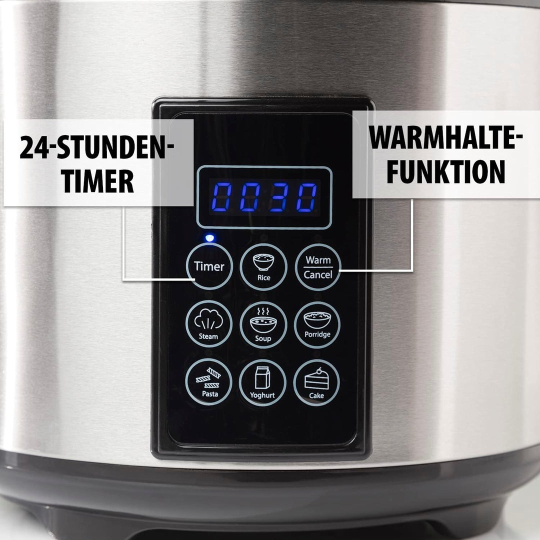 Tristar Reis- und Dampfgarer XL (2,2 L), 24 h Warmhaltefunktion, 7 Programme, Digitales Bedienfeld,