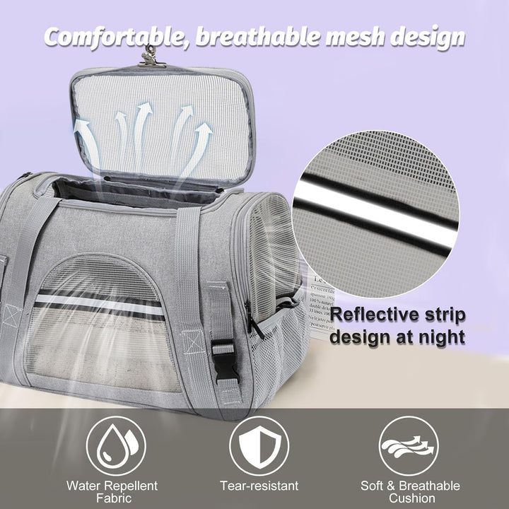 Transporttasche für Haustiere+ Fleecematte, Transporttasche für Katzen und Kleinere Hunde bis 10 kg,