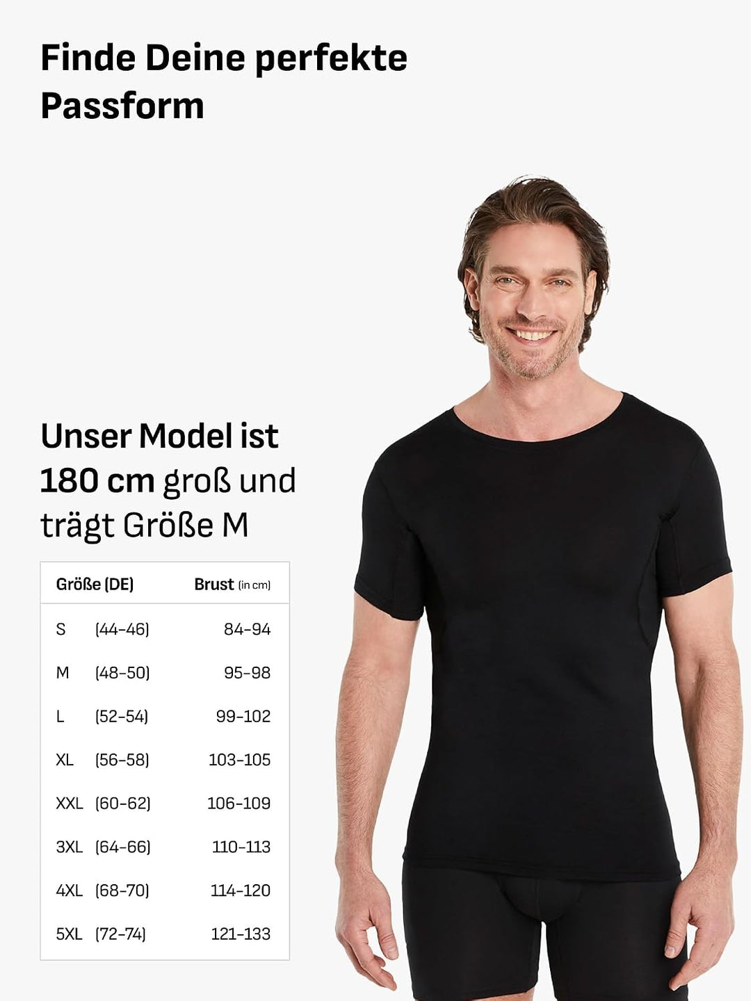 FINN Anti-Schweiss Shirt Herren mit Rundhals und integrierten Achselpads gegen Starkes Schwitzen - A
