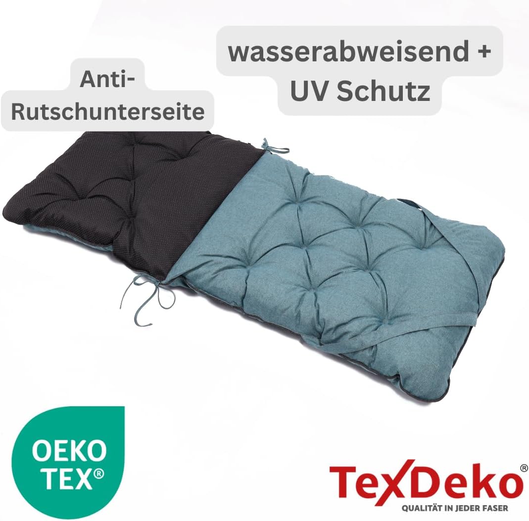 TexDeko® Ecolen Hochlehner Auflage für Gartenstuhl 120x50x50cm Leinenstruktur hochwertig gepolstert