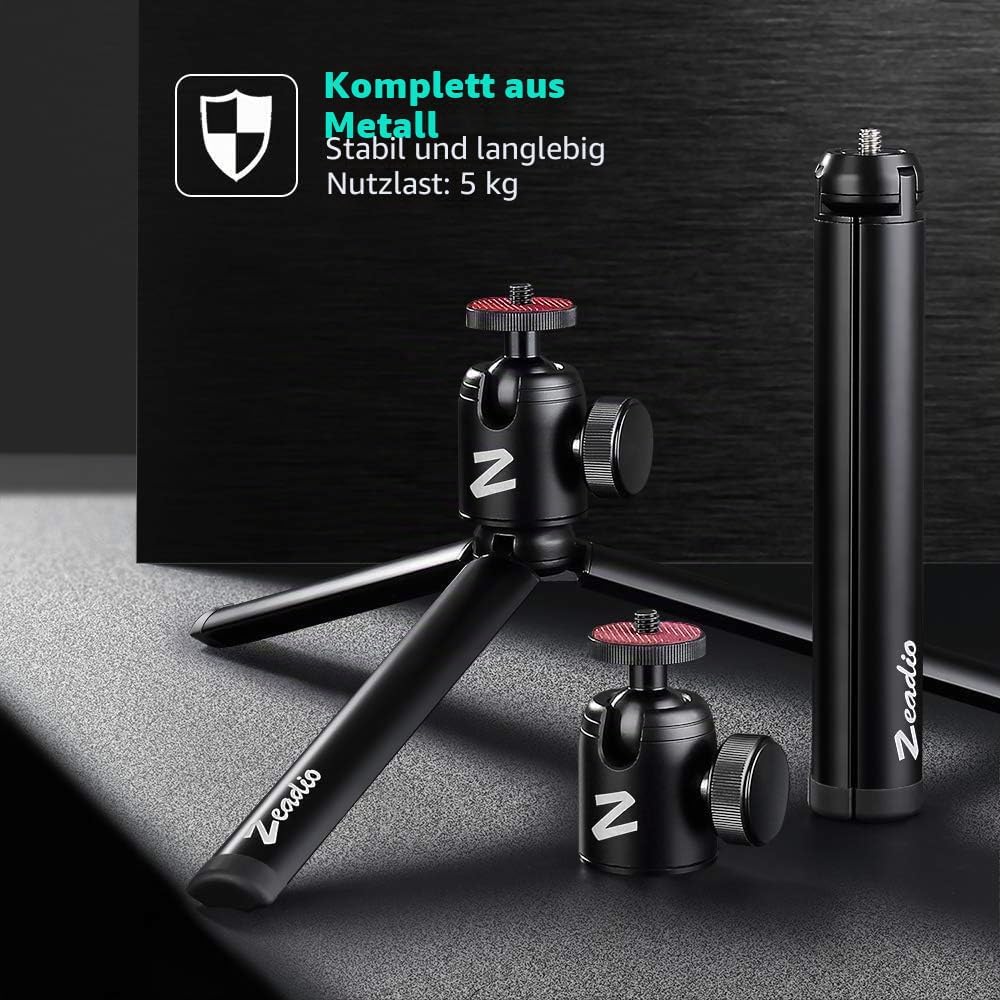 Zeadio Metall-Stativ + Kugelkopf-Halterung, mit 1/4 Zoll Schraube, Tisch-Stativ für Smooth 4, Crane