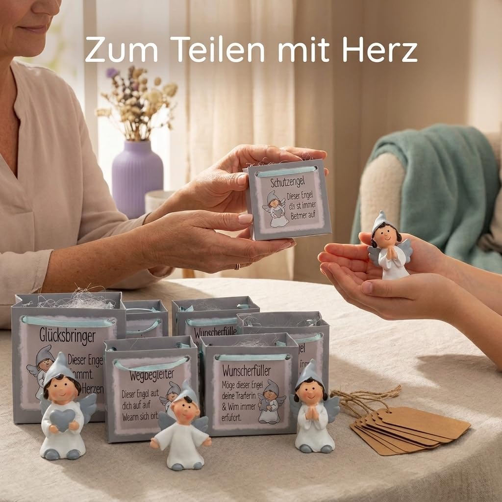 MIJOMA 24 Stück Set Schutzengel in Tüte 2-Fach Sortiert, im 24er Display, Gastgeschenk Glücksbringer