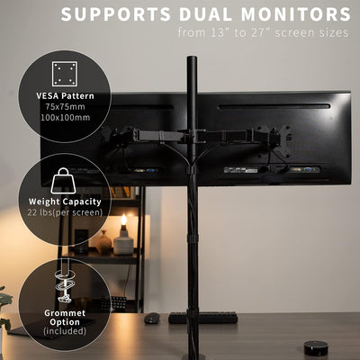 VIVO Stand-V012 Dual-Monitor-Schreibtischhalterung, extra hohe 99,1 cm Stange, voll Verstellbarer St